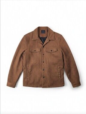 Nomad by Craft + Flow Brown Faux Suede Snap Front Trucker Jacket Small